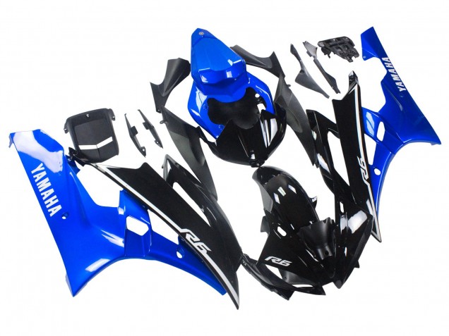 2006-2007 Yamaha YZF 600 R6 Motorcycle Fairings - Blue Glossy Black UK