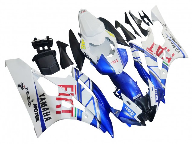 2006-2007 Yamaha YZF 600 R6 Motorcycle Fairings - White Blue Red Fiat Motul Michelin UK