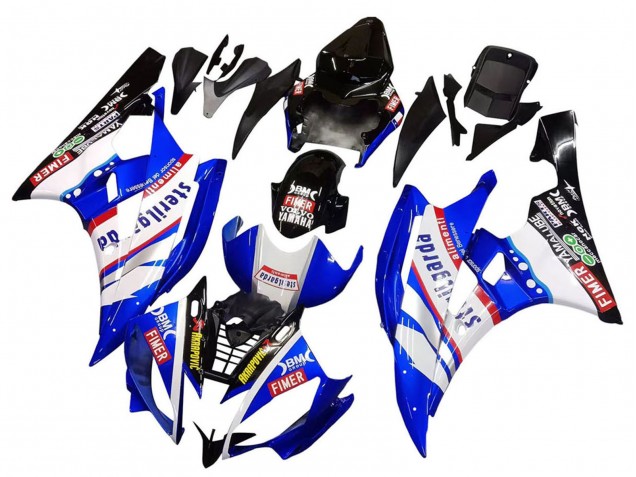 2006-2007 Yamaha YZF 600 R6 Motorcycle Fairings - White Blue Black Fimer Volvo Yamalube Sterilgarda UK