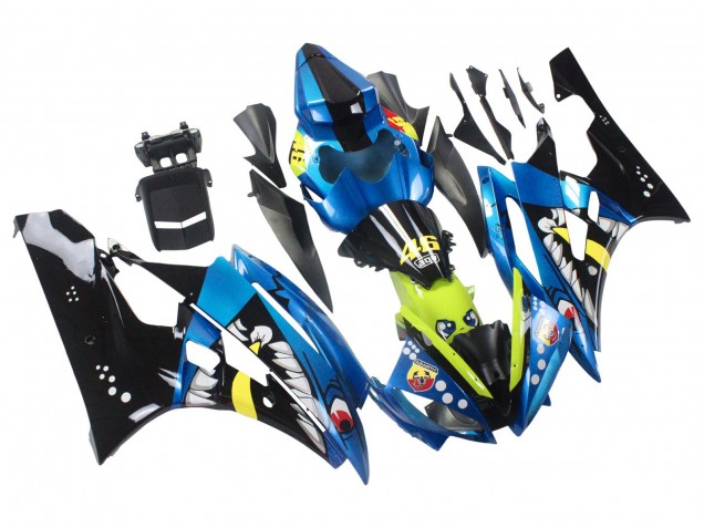 2006-2007 Yamaha YZF 600 R6 Motorcycle Fairings - Blue Neon Green Black Shark UK