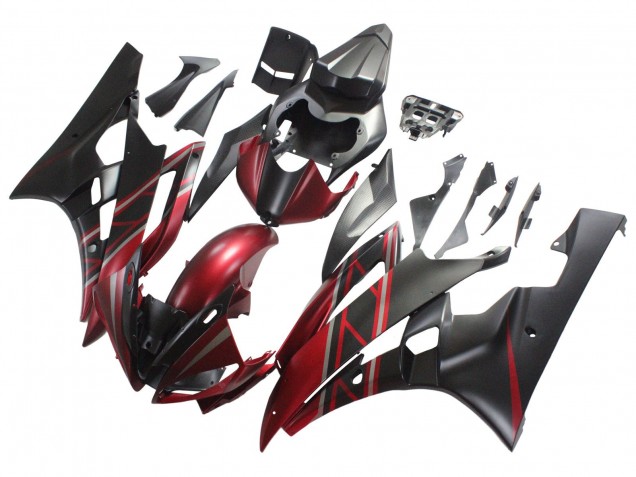 2006-2007 Yamaha YZF 600 R6 Motorcycle Fairings - Red Matte Black UK