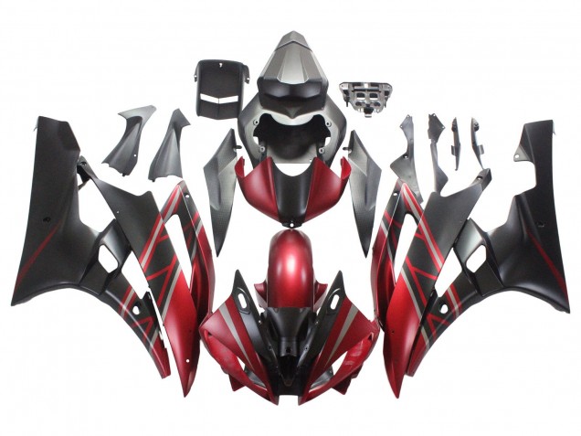 2006-2007 Yamaha YZF 600 R6 Motorcycle Fairings - Red Matte Black UK