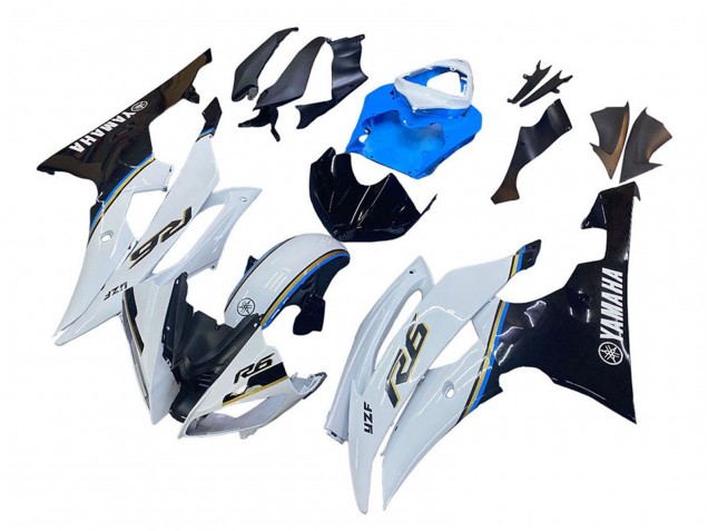 2008-2016 Yamaha YZF 600 R6 Motorcycle Fairing - White Blue Glossy Black UK