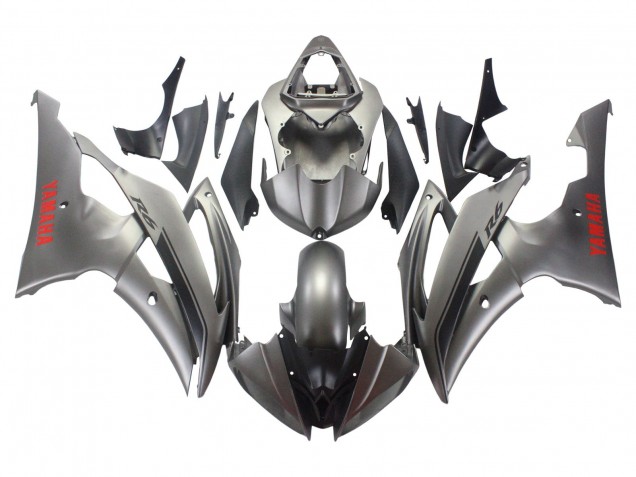 2008-2016 Yamaha YZF 600 R6 Motorcycle Fairings - Matte Grey Red Decals UK