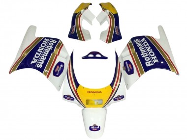 1988-1989 Honda NSR250R Motorcycle Fairings - White Yellow Blue Rothmans UK