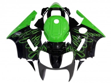 2000-2001 Glossy Black Green Flame Kawasaki ZX12R  Motorcycle Fairings UK