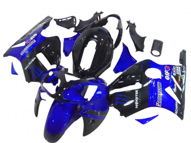 2000-2001 Kawasaki ZX12R Motorcycle Fairings - Glossy Black Blue Monster UK