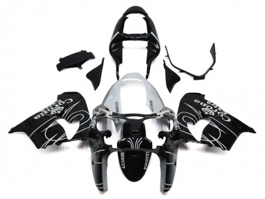 2000-2001 Kawasaki ZX9R Motorcycle Fairings - Glossy Black White Corona Extra UK
