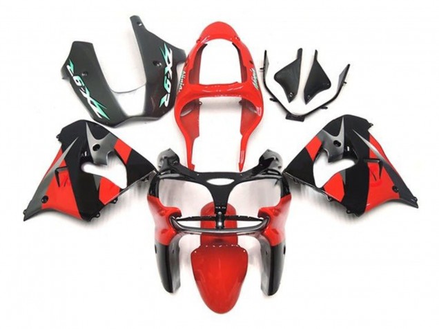 2002-2003 Kawasaki ZX9R Motorcycle Fairings - Red Black Silver UK