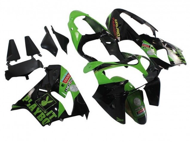 2002-2003 Kawasaki ZX9R Motorcycle Fairings - Green Black Playboy UK