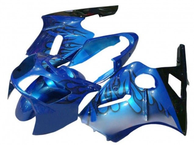 2002-2006 Kawasaki ZX12R Motorcycle Fairings - Blue Flame Black UK