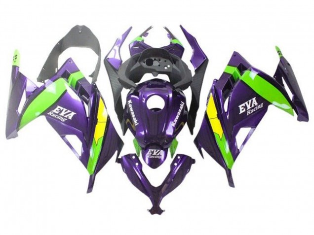 2013-2024 Kawasaki EX300 Motorcycle Fairings - Purple Green Yellow Eva Racing UK