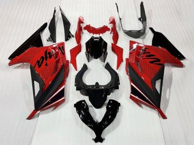2013-2024 Kawasaki EX300 Motorcycle Fairings - Red Black White Stripe UK