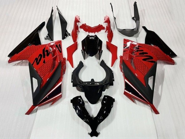2013-2024 Kawasaki EX300 Motorcycle Fairings - Red Black White Stripe UK