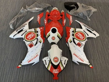 2013-2024 Kawasaki EX300 Motorcycle Fairings - White Red Lucky Strike UK