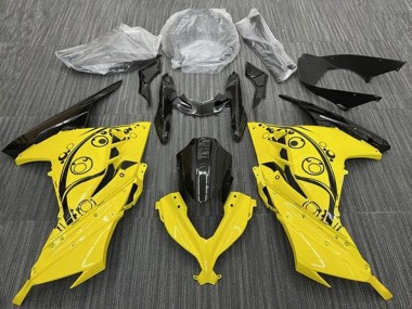 2013-2024 Kawasaki EX300 Motorcycle Fairings - Yellow Black Circles UK