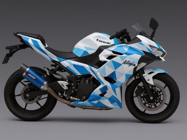 2024-2025 Kawasaki Ninja 500 EX500R Motorcycle Fairings - White Blue Geometric UK