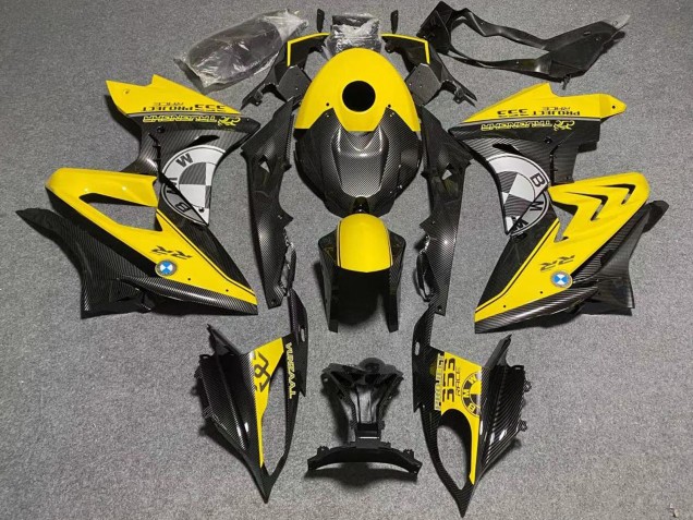 2017-2018 BMW S1000RR Motorcycle Fairings - Yellow Faux Carbon Fiber UK