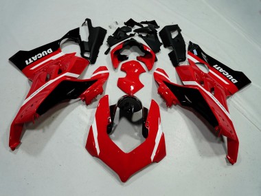 2020-2021 Ducati Panigale V4 V4S Motorcycle Fairings - Red White Glossy Black Stripe UK