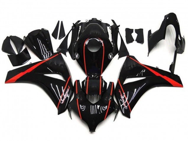 2008-2011 Honda CBR1000RR Motorcycle Fairings - Glossy Black Red Stripe UK