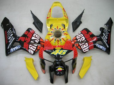 2005-2006 Honda CBR600RR Motorcycle Fairings - Black Yellow Rossi UK
