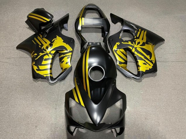 2001-2003 Honda CBR600 F4i Motorcycle Fairings - Gold Matte Black Skull UK