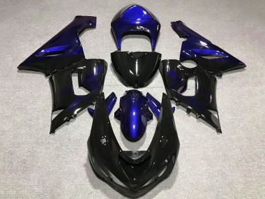 2005-2006 Kawasaki ZX6R Motorcycle Fairing - Blue Glossy Black UK
