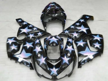 2005-2006 Kawasaki ZX6R Motorcycle Fairings - Black Blue White Star UK