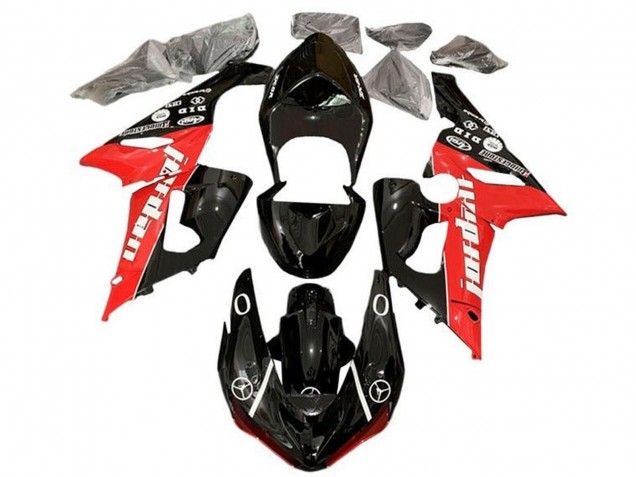 2005-2006 Kawasaki ZX6R Motorcycle Fairings - Glossy Black Red White Jordan UK