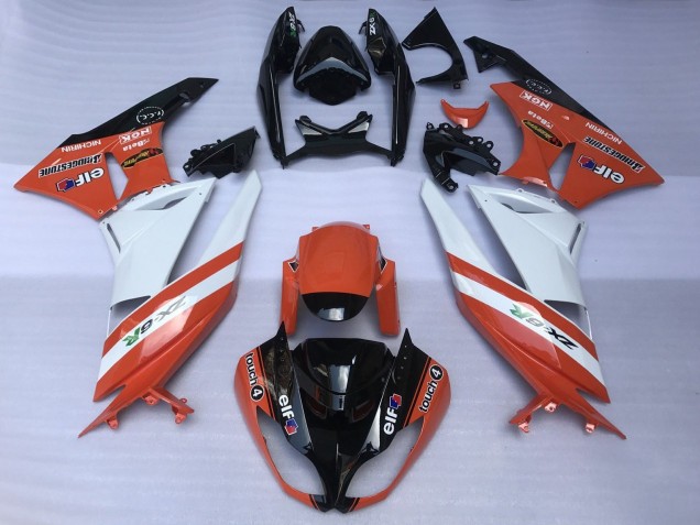 2007-2008 Kawasaki ZX6R Motorcycle Fairings - Orange White Black UK