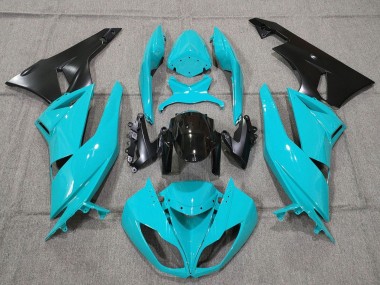 2007-2008 Kawasaki ZX6R Motorcycle Fairings - Turquoise Blue Black Matte Black UK