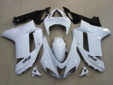 2007-2008 Kawasaki ZX6R Motorcycle Fairings - White Black UK