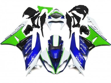 2007-2008 Kawasaki ZX6R Motorcycle Fairings - White Blue Green Black UK