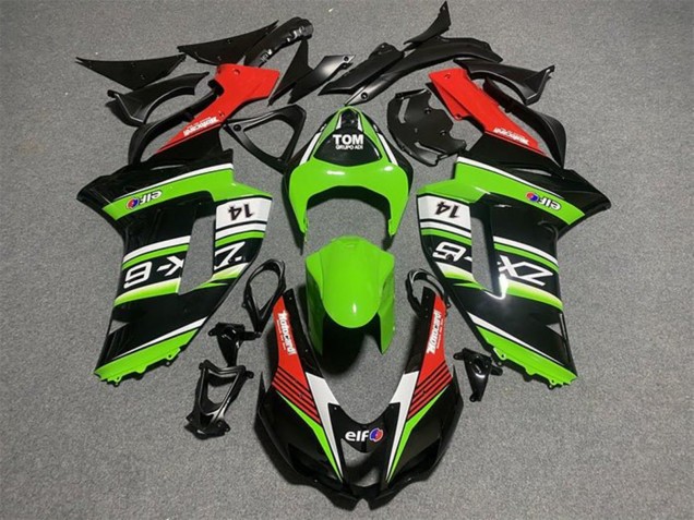 2007-2008 Kawasaki ZX6R Motorcycle Fairings - Black Green White Red UK