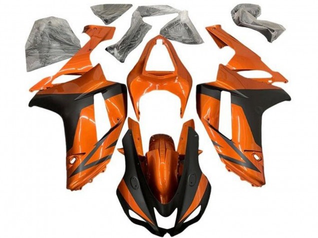 2007-2008 Kawasaki ZX6R Motorcycle Fairings - Orange Matte Black UK
