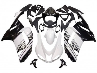 2007-2008 Kawasaki ZX6R Motorcycle Fairings - White Black Silver Stripe UK