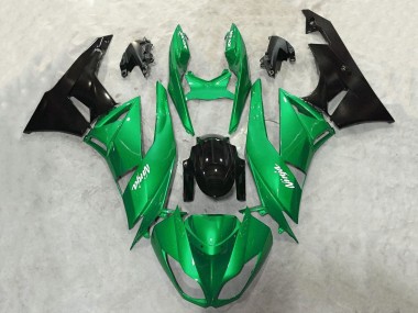 2009-2012 Kawasaki ZX6R Motorcycle Fairings - Green Glossy Black White Ninja UK
