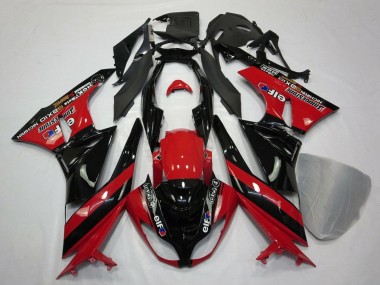 2009-2012 Kawasaki ZX6R Motorcycle Fairings - Red Glossy Black Elf Touch4 Bridgestone UK