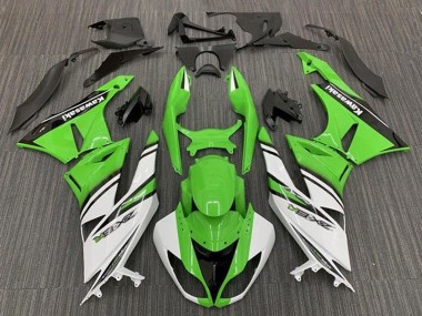 2009-2012 Kawasaki ZX6R Motorcycle Fairings - Green White Black Stripe UK