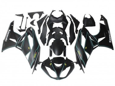 2009-2012 Kawasaki ZX6R Motorcycle Fairings - Matte Black Blue Yellow Stripe UK