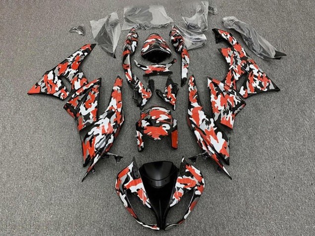 2009-2012 Kawasaki ZX6R Motorcycle Fairings - Red White Black Camouflage UK