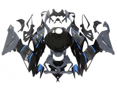 2019-2022 Kawasaki ZX6R Motorcycle Fairings - Grey Blue Black Honeycomb UK
