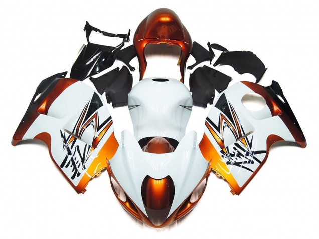 1996-2007 Suzuki GSXR 1300 Hayabusa Motorcycle Fairings - White Orange Black UK