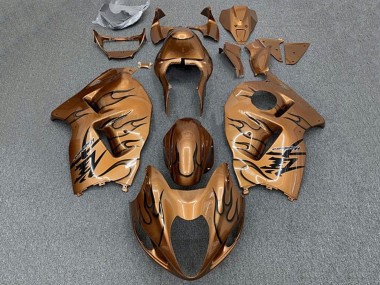 1996-2007 Suzuki GSXR 1300 Hayabusa Motorcycle Fairings - Brown Bronze Black Flame UK