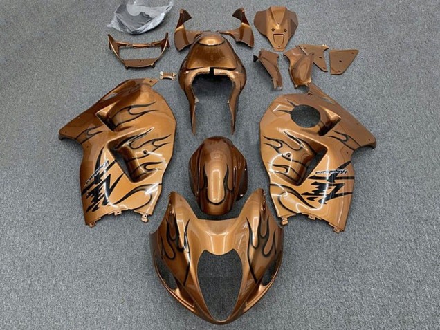 1996-2007 Suzuki GSXR 1300 Hayabusa Motorcycle Fairings - Brown Bronze Black Flame UK