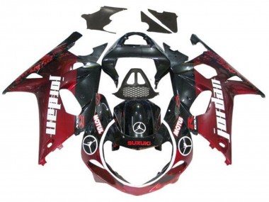 2000-2002 Suzuki GSXR1000 Motorcycle Fairings - Glossy Black Dark Red Jordan UK