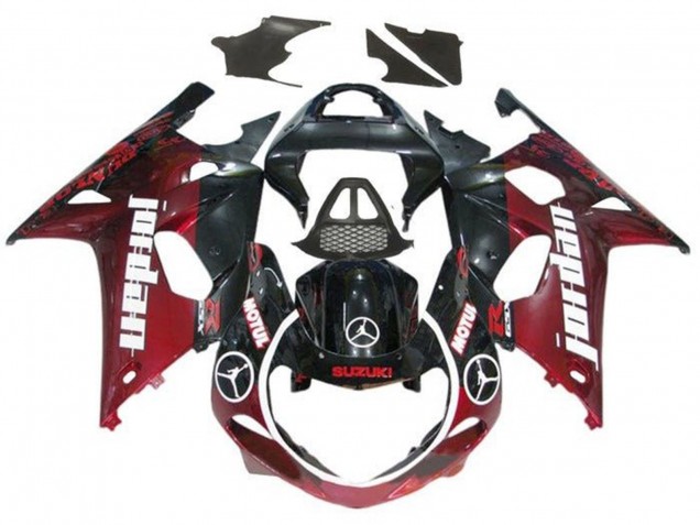 2000-2002 Suzuki GSXR1000 Motorcycle Fairings - Glossy Black Dark Red Jordan UK