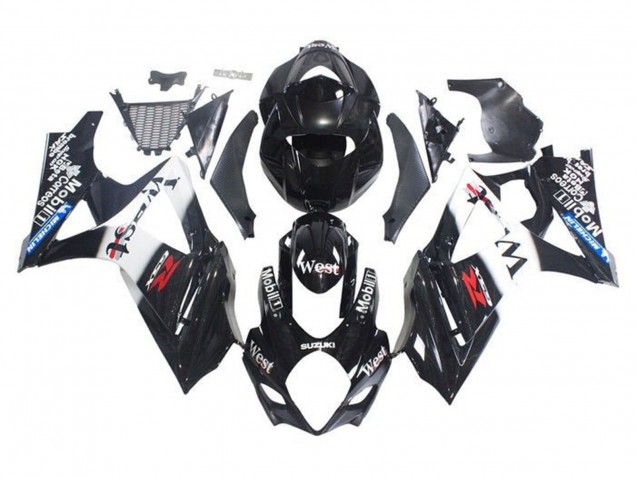 2005-2006 Suzuki GSXR 1000 Motorcycle Fairings - Glossy Black White West UK