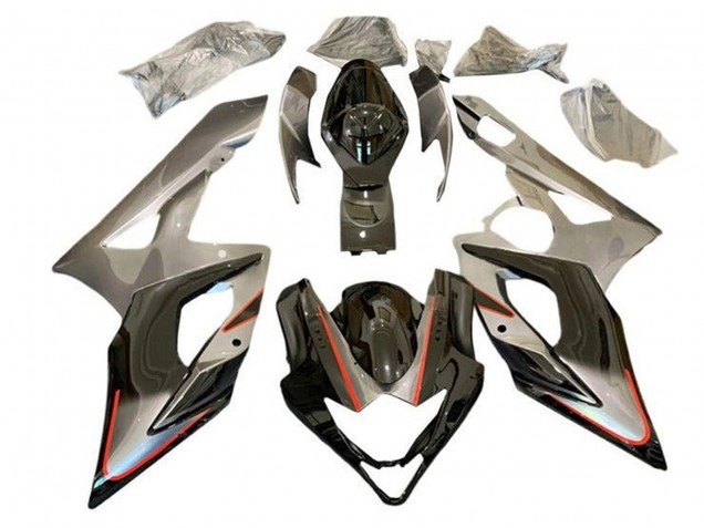 2005-2006 Suzuki GSXR 1000 Motorcycle Fairings - Silver Black Red Stripe UK