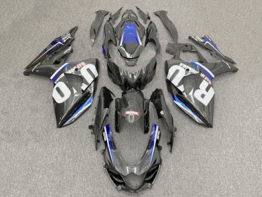 2017-2025 Suzuki GSXR1000 Motorcycle Fairings - Faux Carbon Fiber White Blue UK